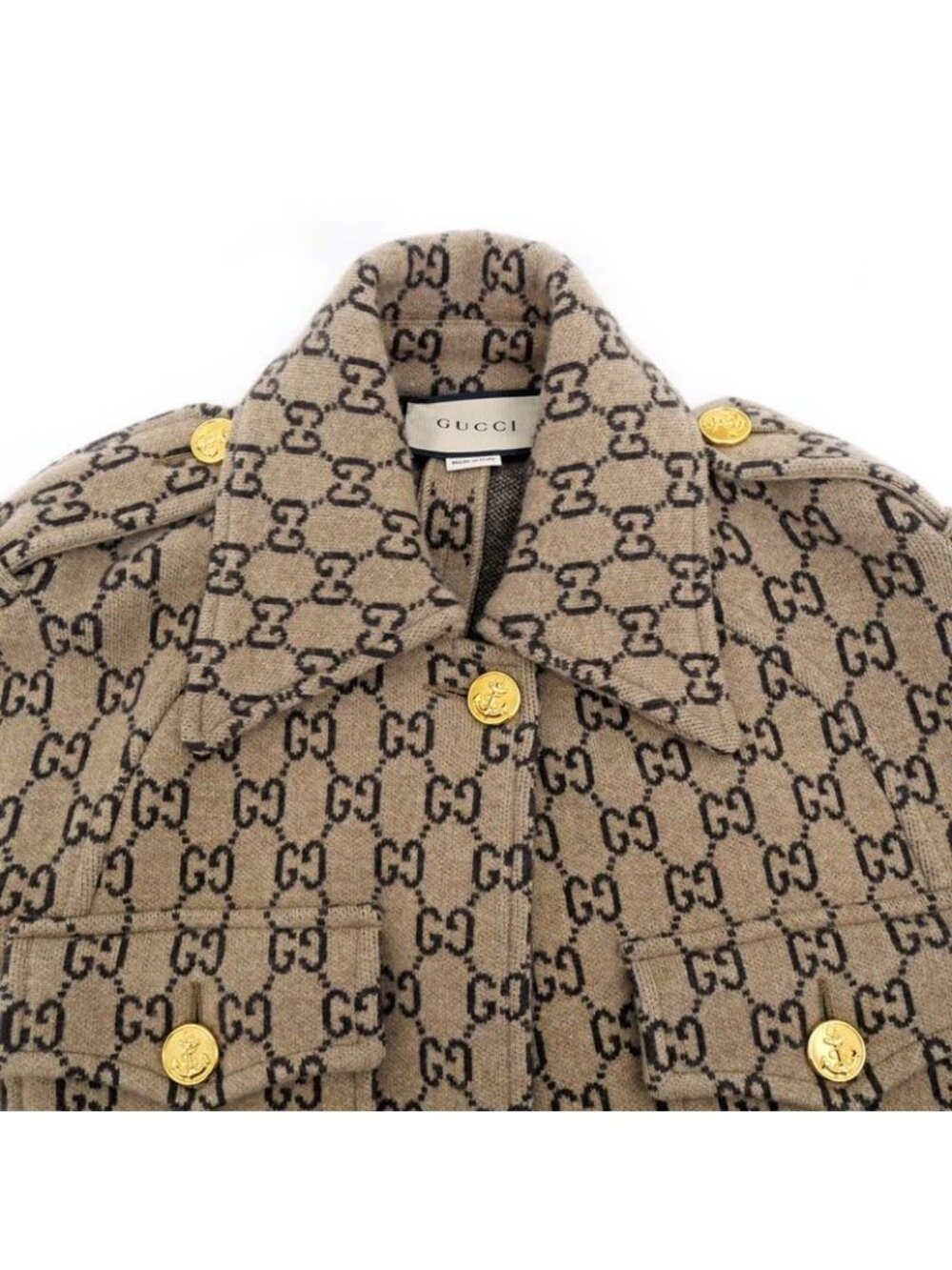 Gucci Cape GG Pattern Beige Dark Brown S Size Apparel - Picture 3 of 10